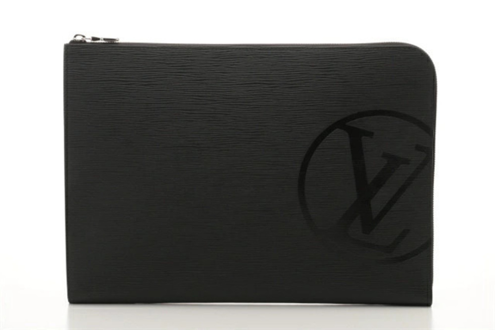 LOUIS VUITTON Bag Pochette Jour Clutch Circle LV Epi Black Noir Black